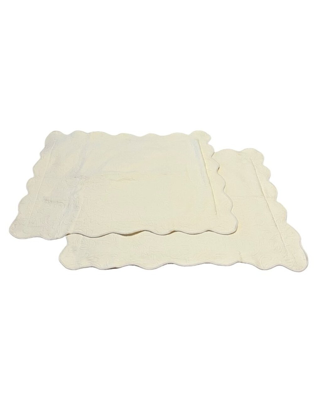 M&L Portugal Ivory Damask Pillowcases Standard Size Scalloped Edge Cotton 30x24